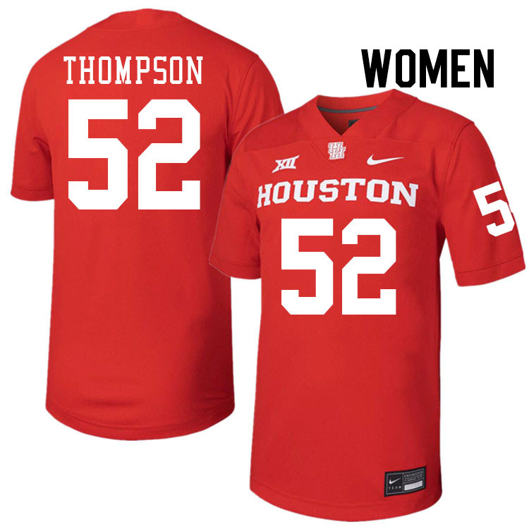 Women #52 Jett Thompson Houston Cougars College Football Jerseys Stitched-Red